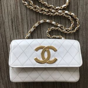 Chanel White Mini Flap Vintage Bag Crossbody